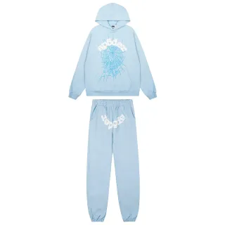 Sp5der Spiderweb Graphic Light Blue Tracksuit