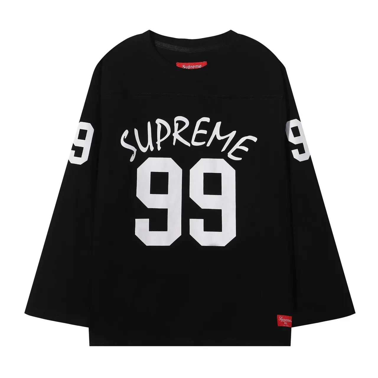 Supreme 99 White Navy Long-Sleeve Crewneck Jersey 3