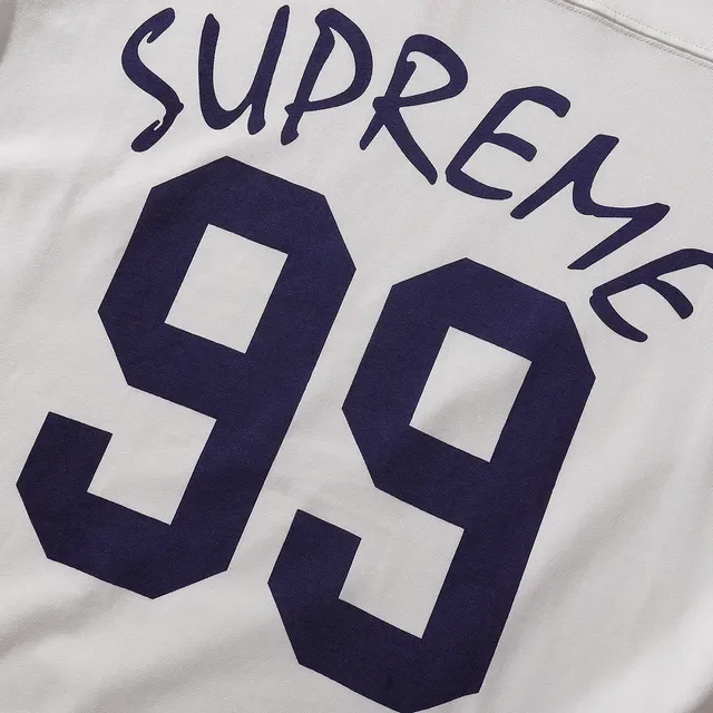 Supreme 99 White Navy Long-Sleeve Crewneck Jersey 9