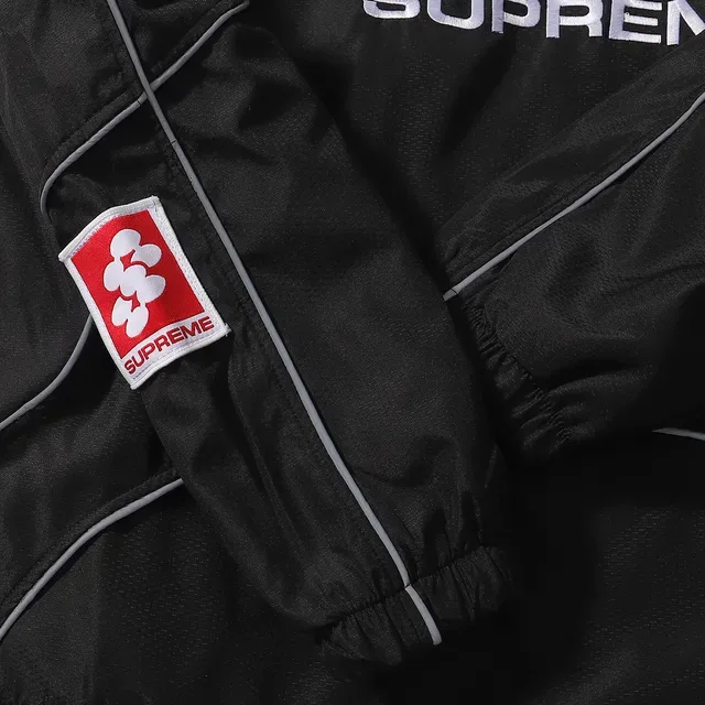 Supreme Preto Branco Quarter-Zip Reflective Piping Windbreaker 3