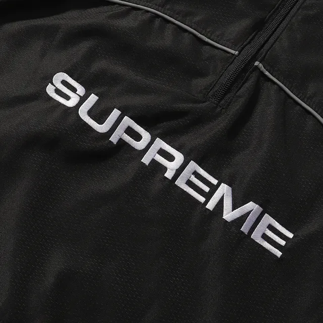 Supreme Preto Branco Quarter-Zip Reflective Piping Windbreaker 6