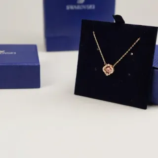 Swarovski Pink Gold Chain Crystal Centerpiece Necklace