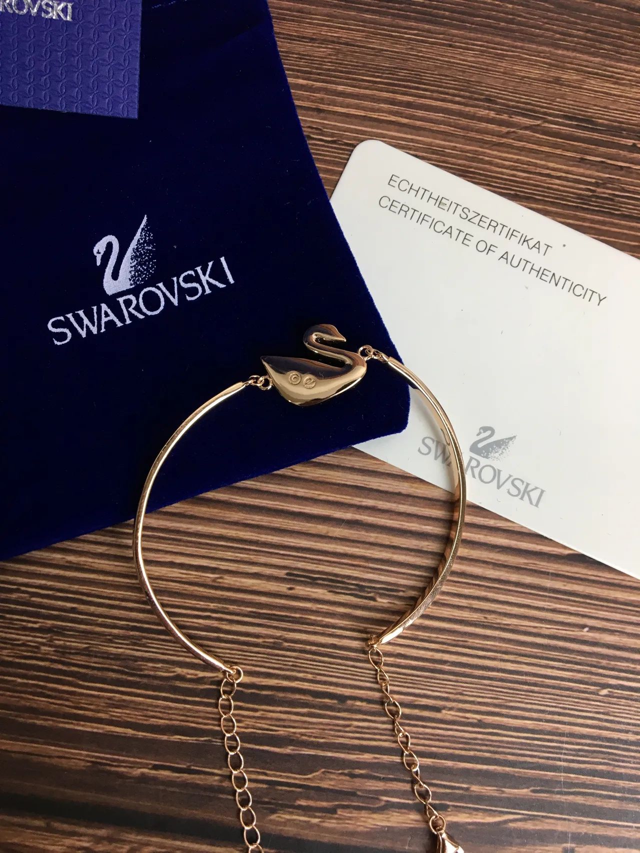 Swarovski Swan Black Crystal Gold-Tone Open Bangle Bracelet 2