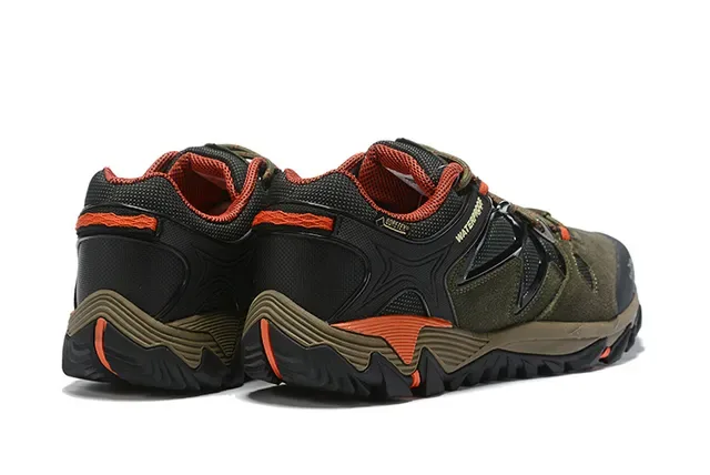 The North Face Army Green Orange Technical Mesh-Suede Hybrid Upper Waterproof Membrane Construction Sneakers 18