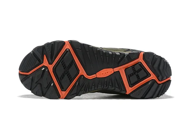 The North Face Army Green Orange Technical Mesh-Suede Hybrid Upper Waterproof Membrane Construction Sneakers 19