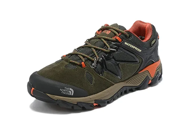 The North Face Army Green Orange Technical Mesh-Suede Hybrid Upper Waterproof Membrane Construction Sneakers 21