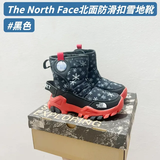 The North Face Black Red Quilted Insulated Upper Snowflake Print Snow Boots 3