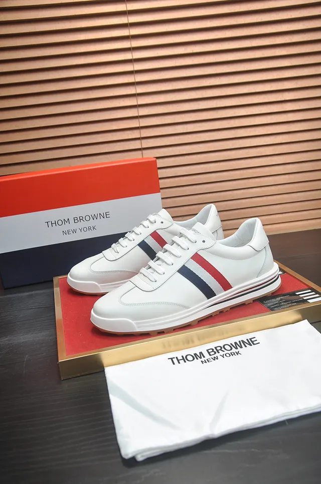 Thom Browne White Multicolor Low-Top Leather Upper Lifestyle Sneakers 1