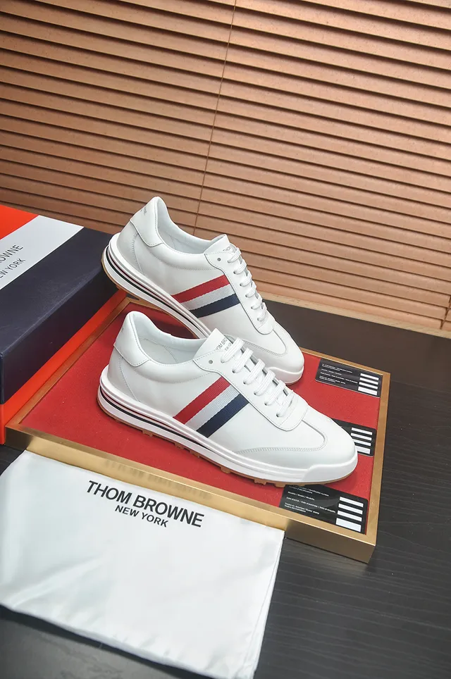 Thom Browne White Multicolor Low-Top Leather Upper Lifestyle Sneakers 4