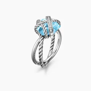 Bague Tiffany & Co. Knot Topaze Bleue et Diamant