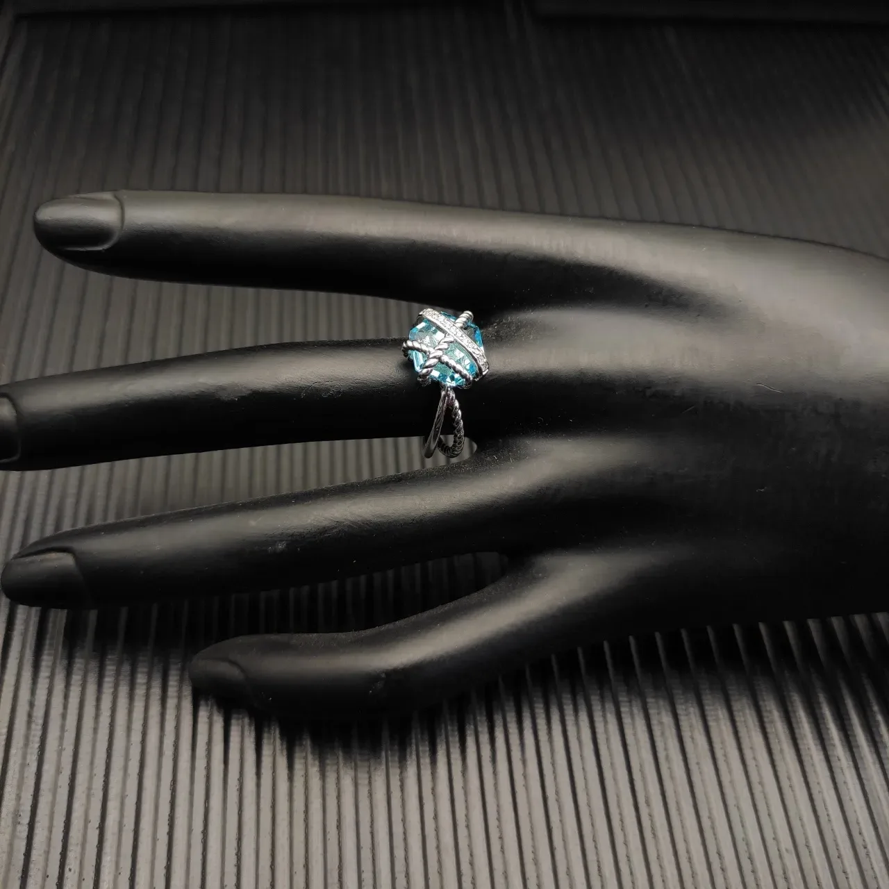 Tiffany & Co. Knot Blue Topaz and Diamond Ring 6