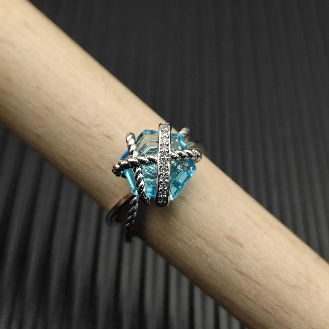 Tiffany & Co. Knot Blue Topaz and Diamond Ring 7