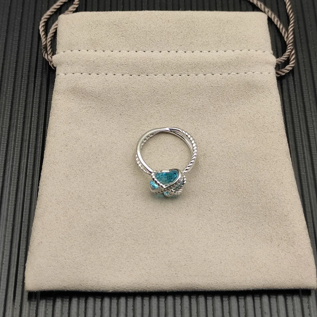 Tiffany & Co. Knot Blue Topaz and Diamond Ring 8