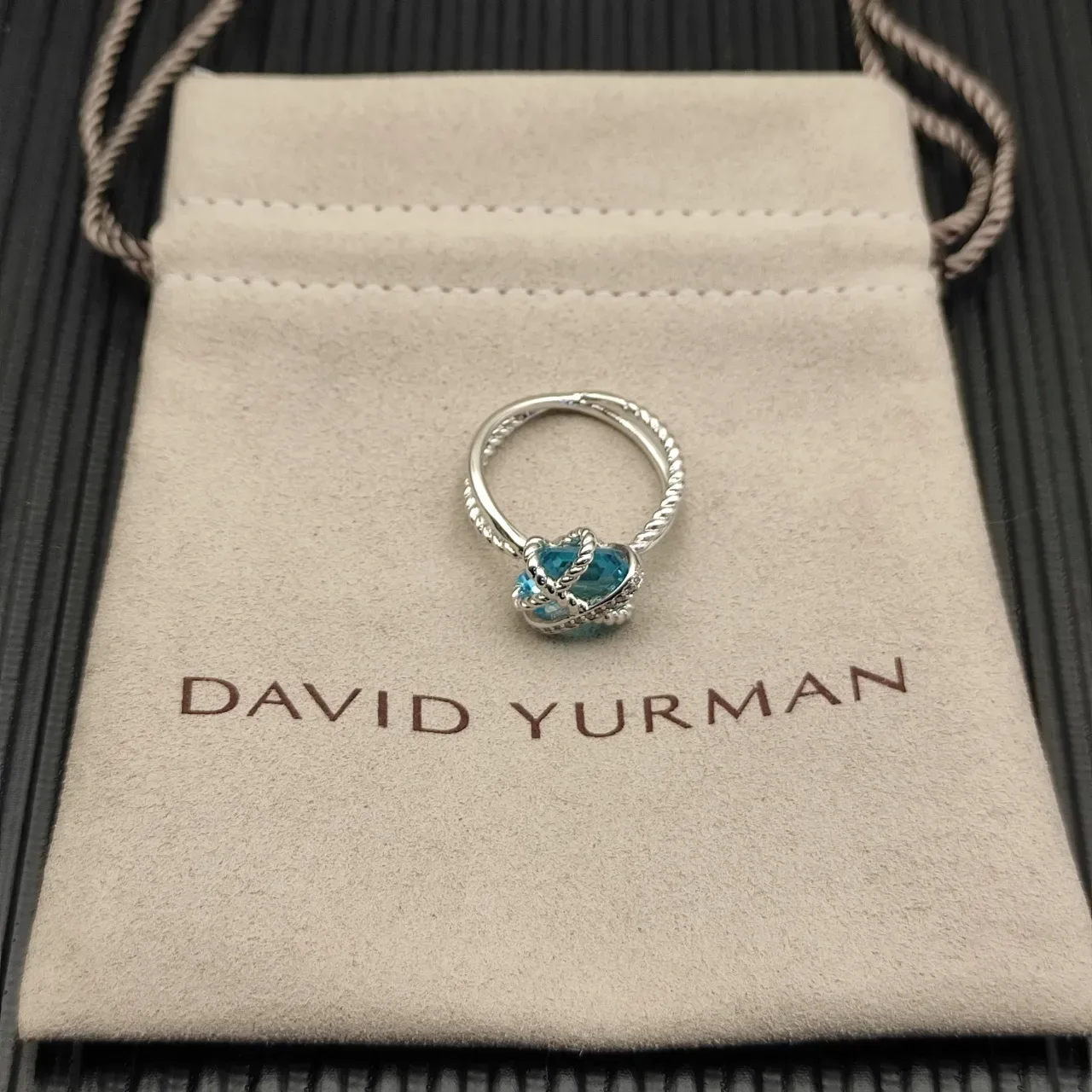 Tiffany & Co. Knot Blue Topaz and Diamond Ring 9
