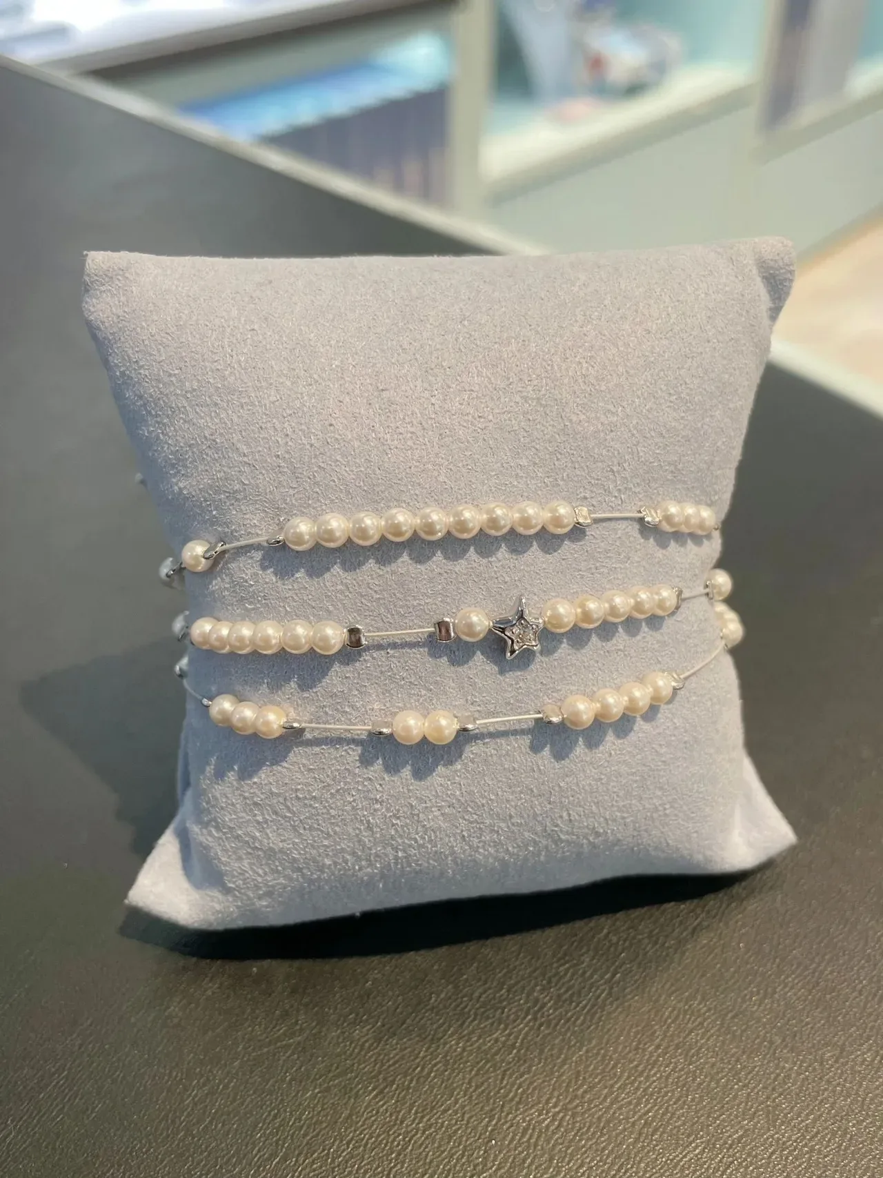 Tiffany & Co. Multi-Strand Cultured Pearl and Silver Star Charm Bracelet 7