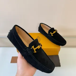 Tod's Gommino Loafer Black Suede Gold Bit Loafers