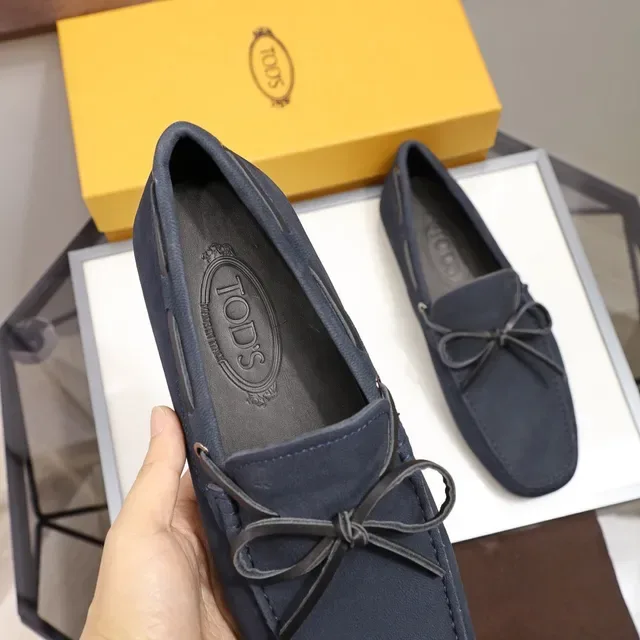 Tod's Navy Suede Bow Loafers 3