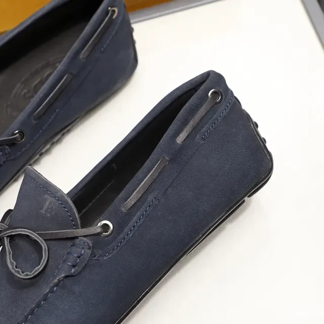 Tod's Navy Suede Bow Loafers 5