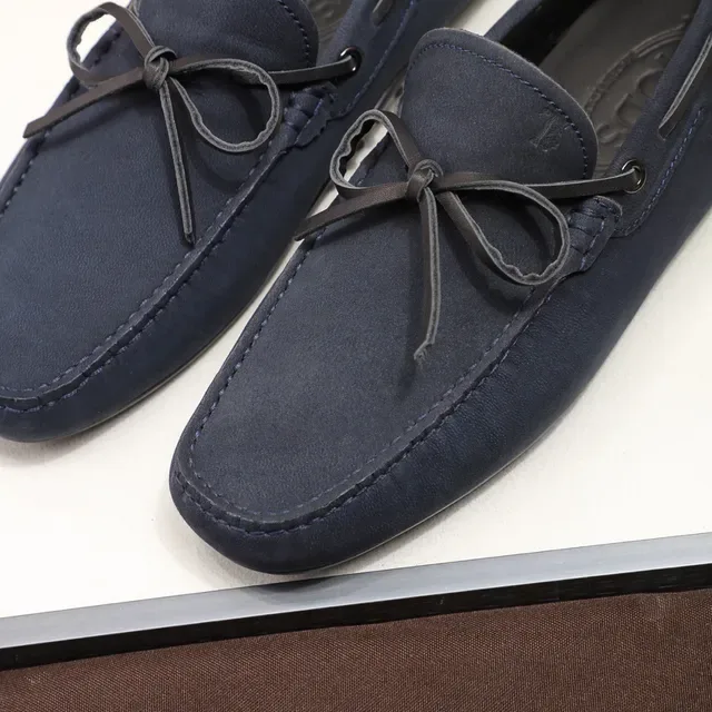Tod's Navy Suede Bow Loafers 6