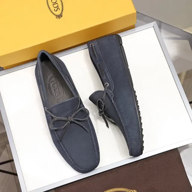 Tod's Navy Suede Bow Loafers 9