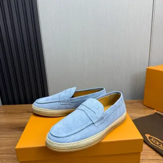 Tod's Mocasin Ante Superior Azul Beige Correa Penny