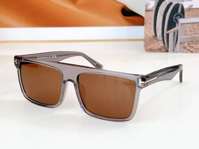 Tom Ford Black Brown Oversized Rectangular Acetate Frame Sunglasses 2