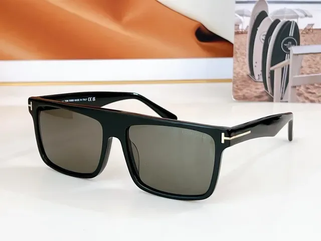 Tom Ford Black Brown Oversized Rectangular Acetate Frame Sunglasses 5