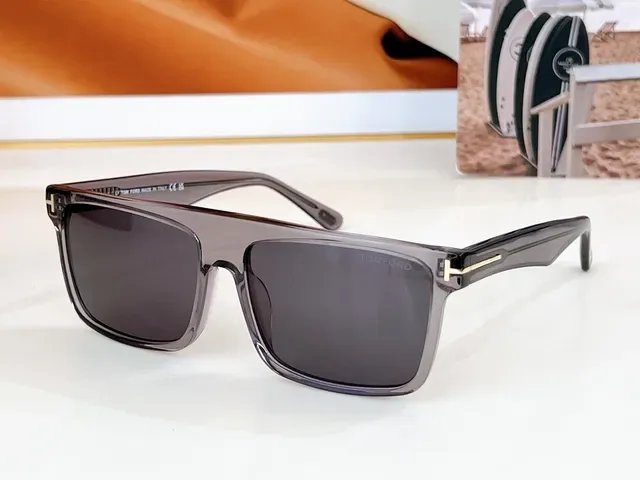 Tom Ford Black Brown Oversized Rectangular Acetate Frame Sunglasses 6