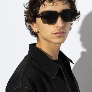 Tom Ford FT0888 Black Brown Oversized Rectangular Acetate Frame Sunglasses