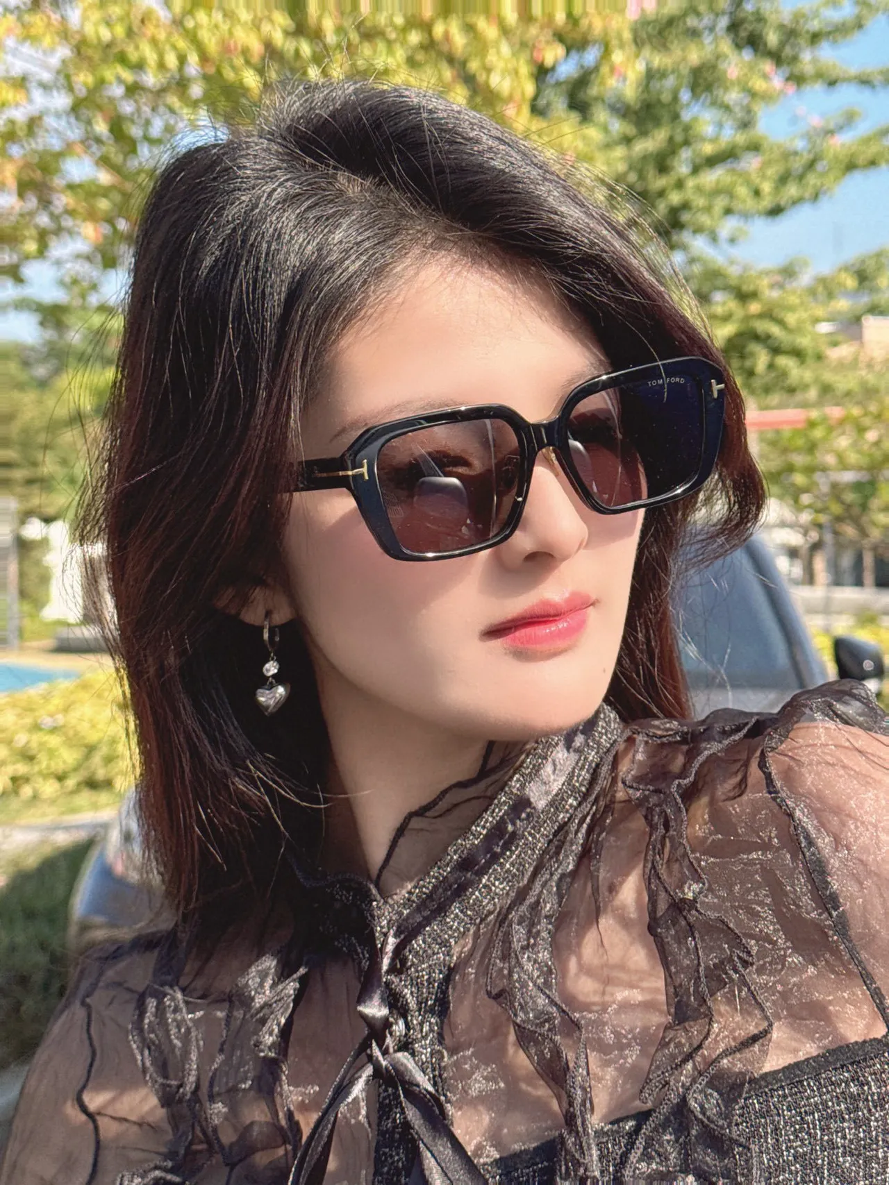 Tom Ford FT0888 Black Brown Oversized Rectangular Acetate Frame Sunglasses 2
