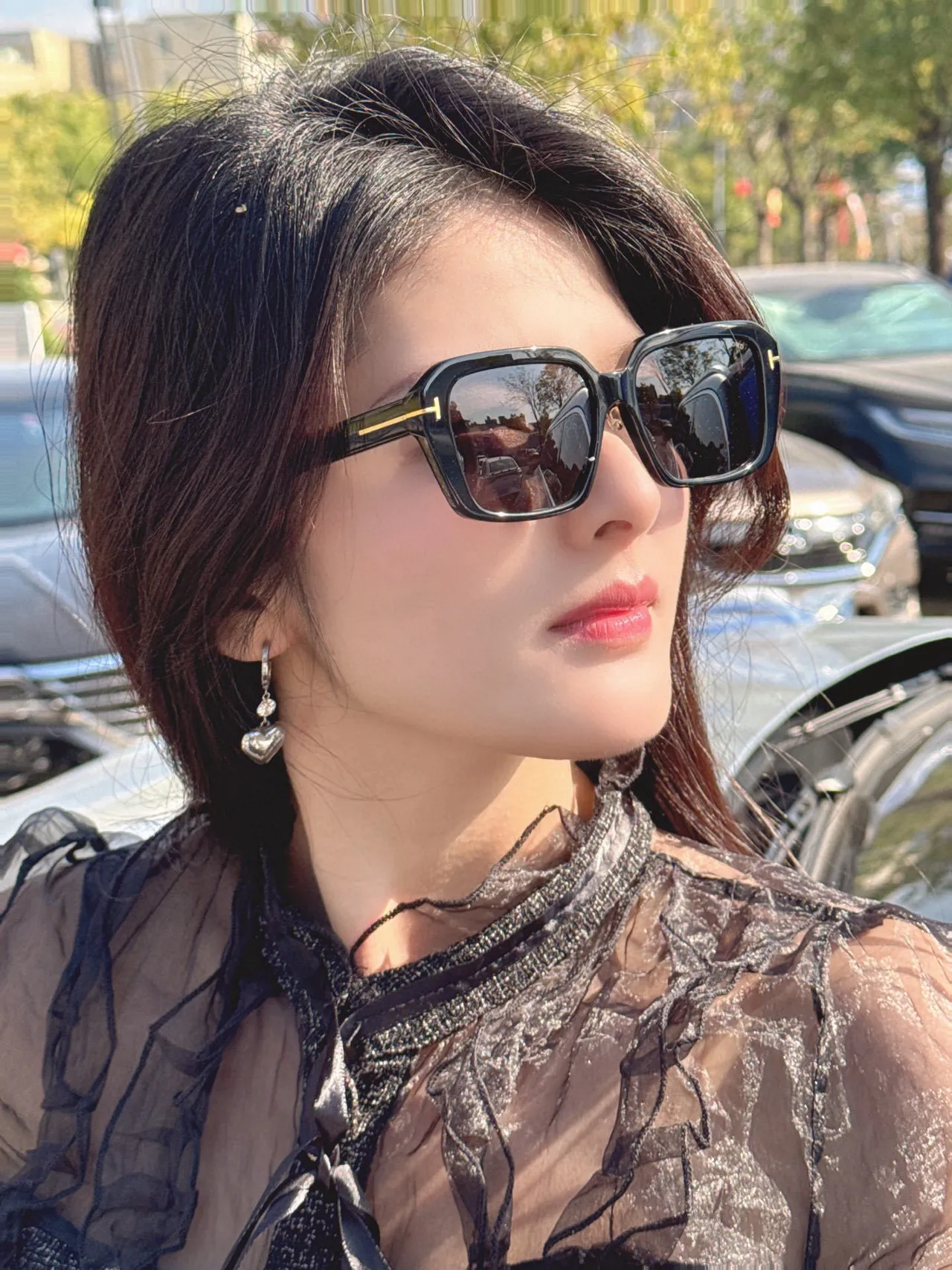 Tom Ford FT0888 Black Brown Oversized Rectangular Acetate Frame Sunglasses 5