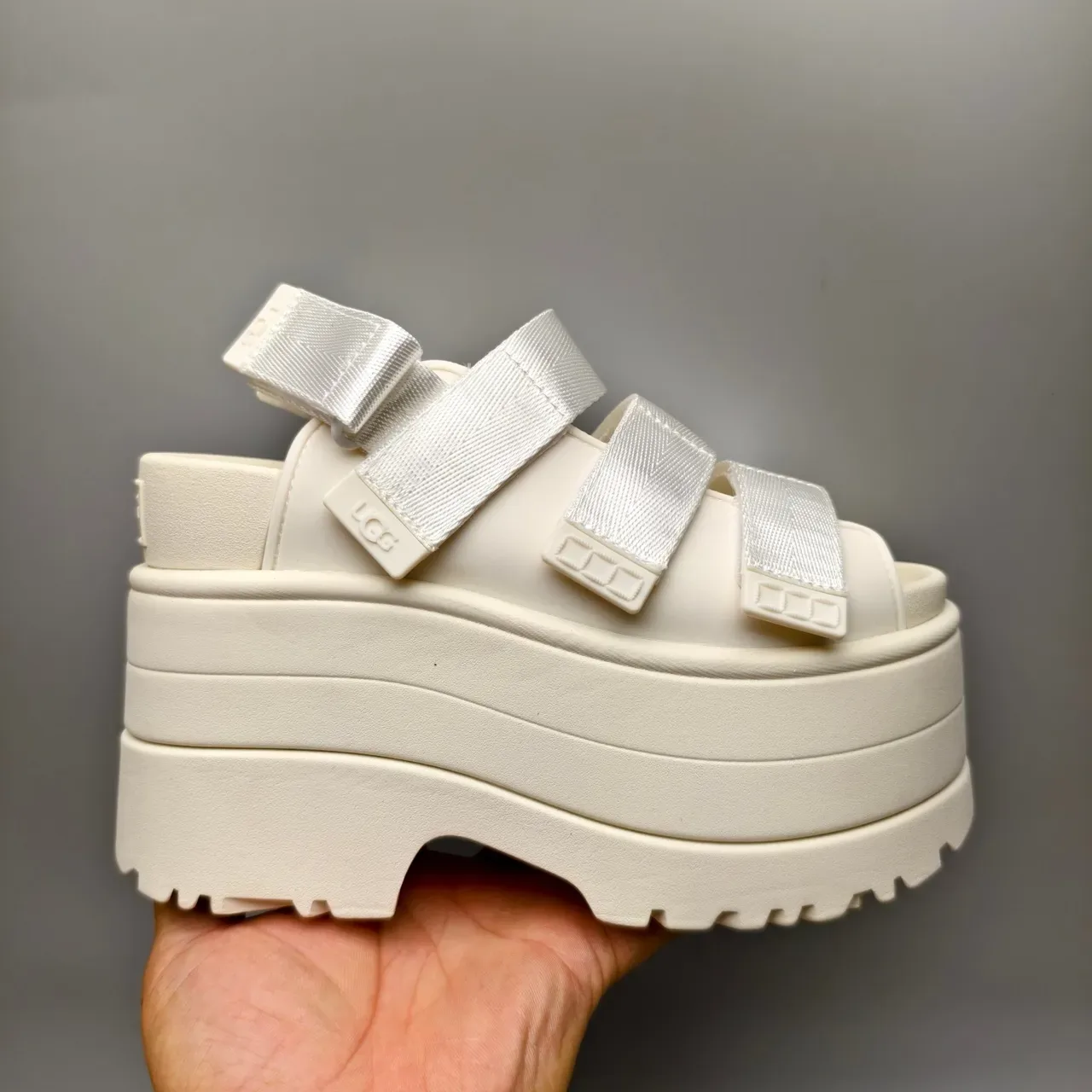 UGG Beige Silver Chunky Platform Multi-Strap Casual Sandals 2