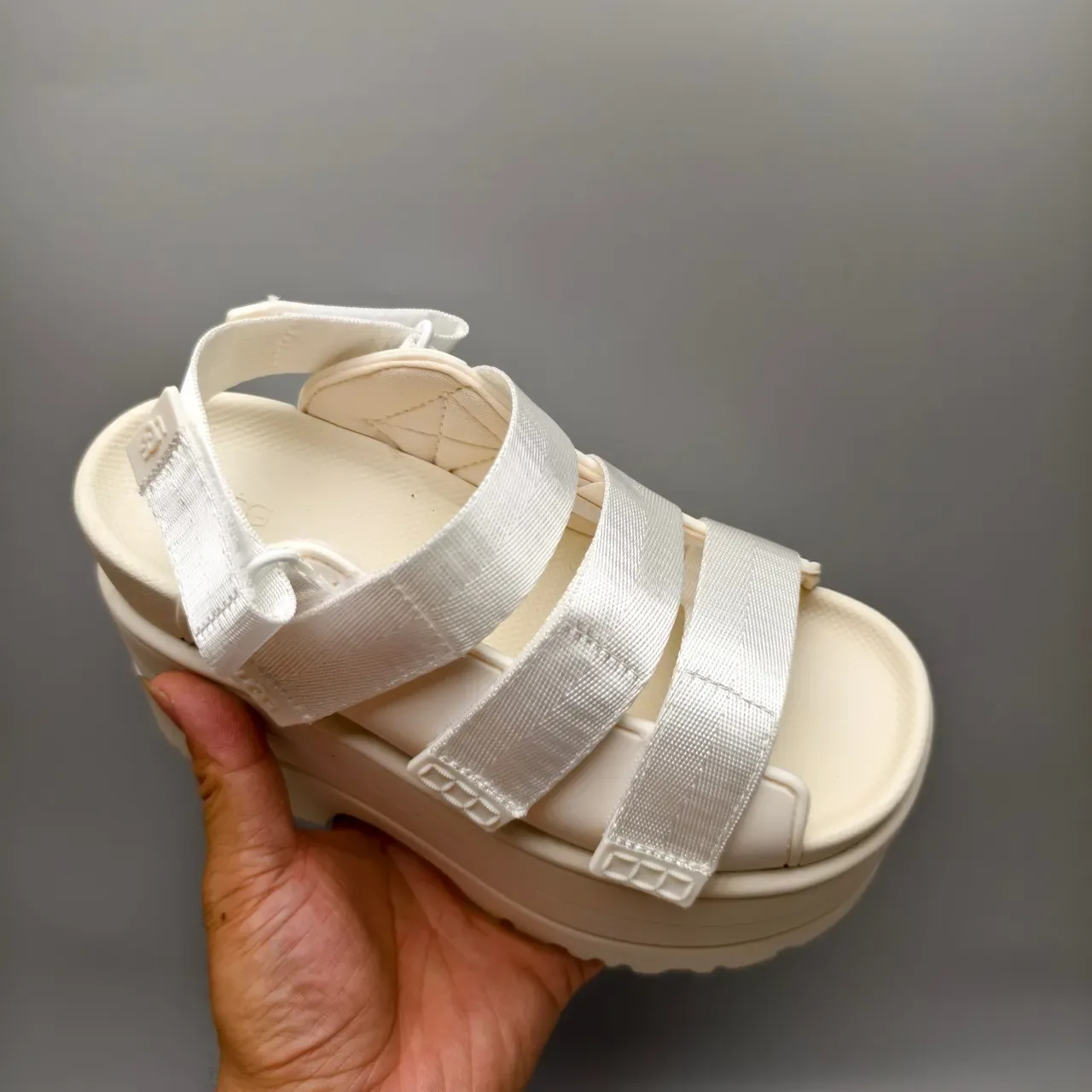 UGG Beige Silver Chunky Platform Multi-Strap Casual Sandals 3