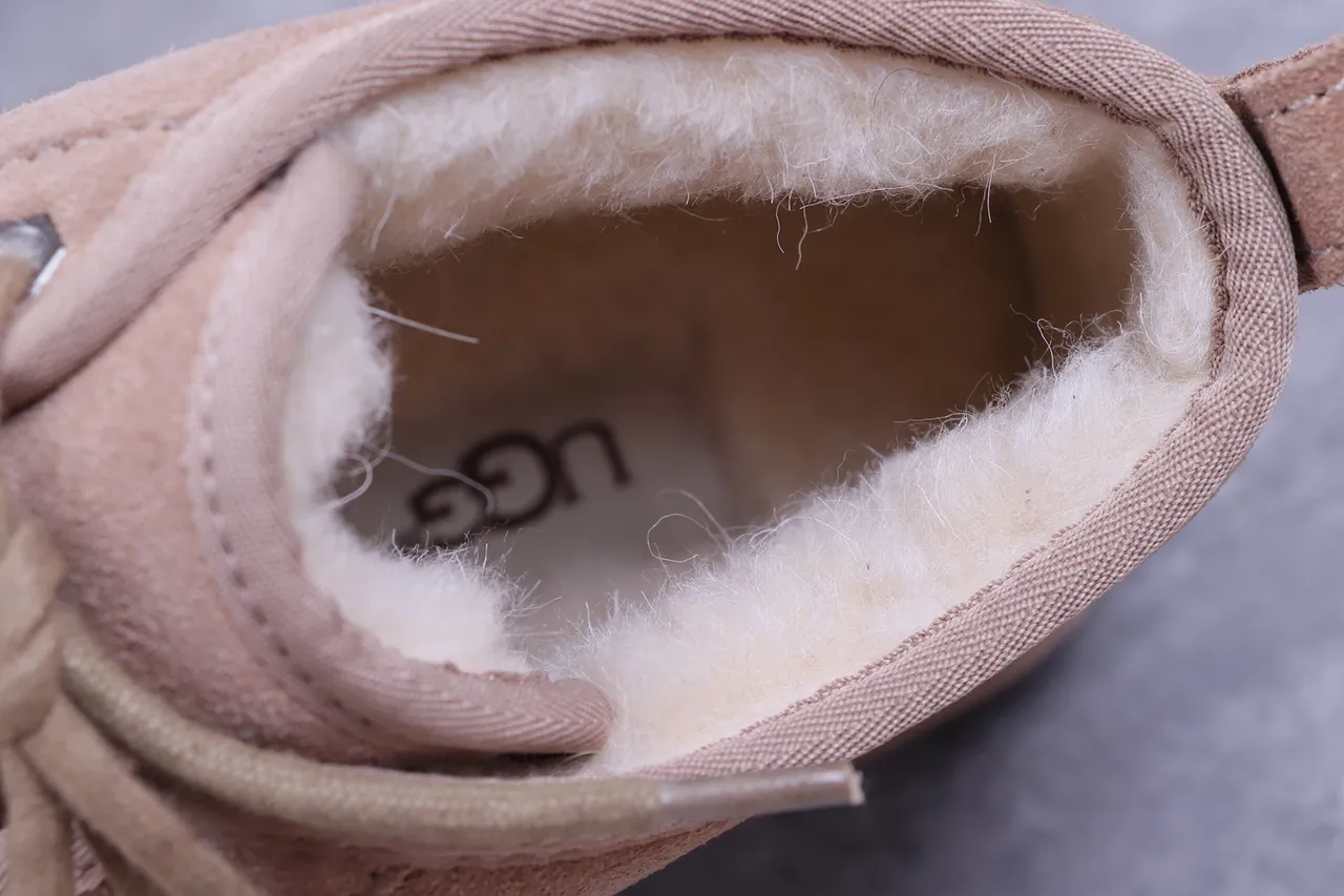 UGG Beige White Suede Upper Shearling-Lined Snow Boots 2