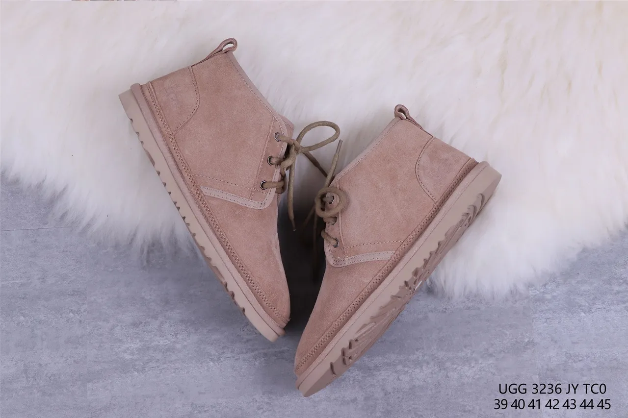 UGG Beige White Suede Upper Shearling-Lined Snow Boots 7