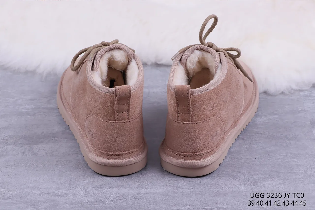 UGG Beige White Suede Upper Shearling-Lined Snow Boots 8