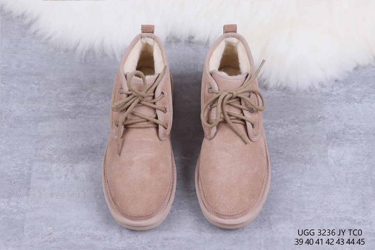 UGG Beige White Suede Upper Shearling-Lined Snow Boots 9