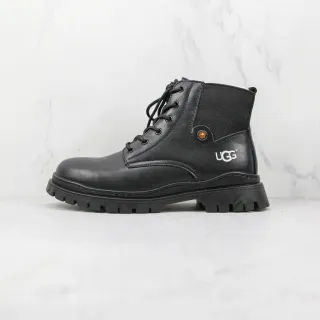 UGG Black Lace-Up Elastic Side Gusset Ankle Boots