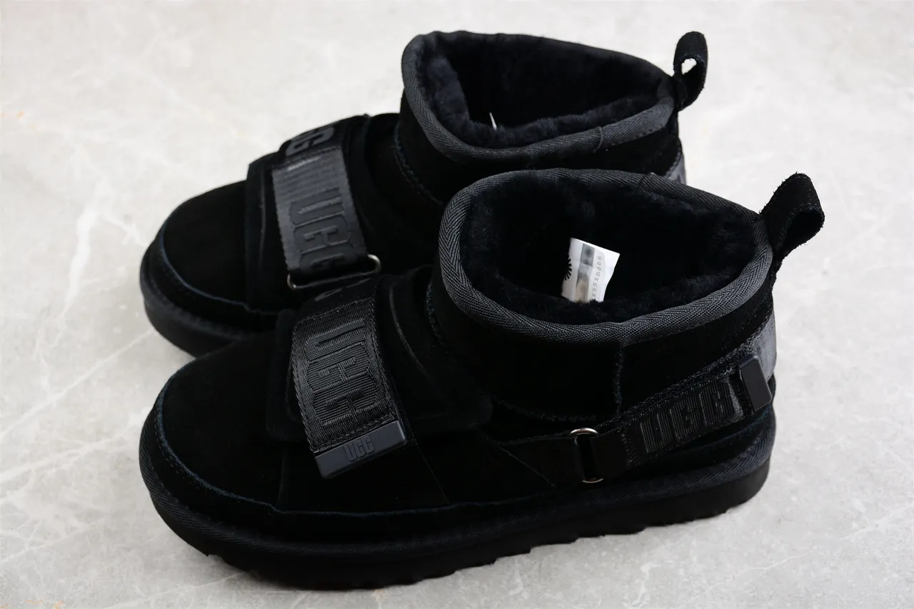 UGG Black Shearling-Lined Dual Strap Closure Snow Boots 8