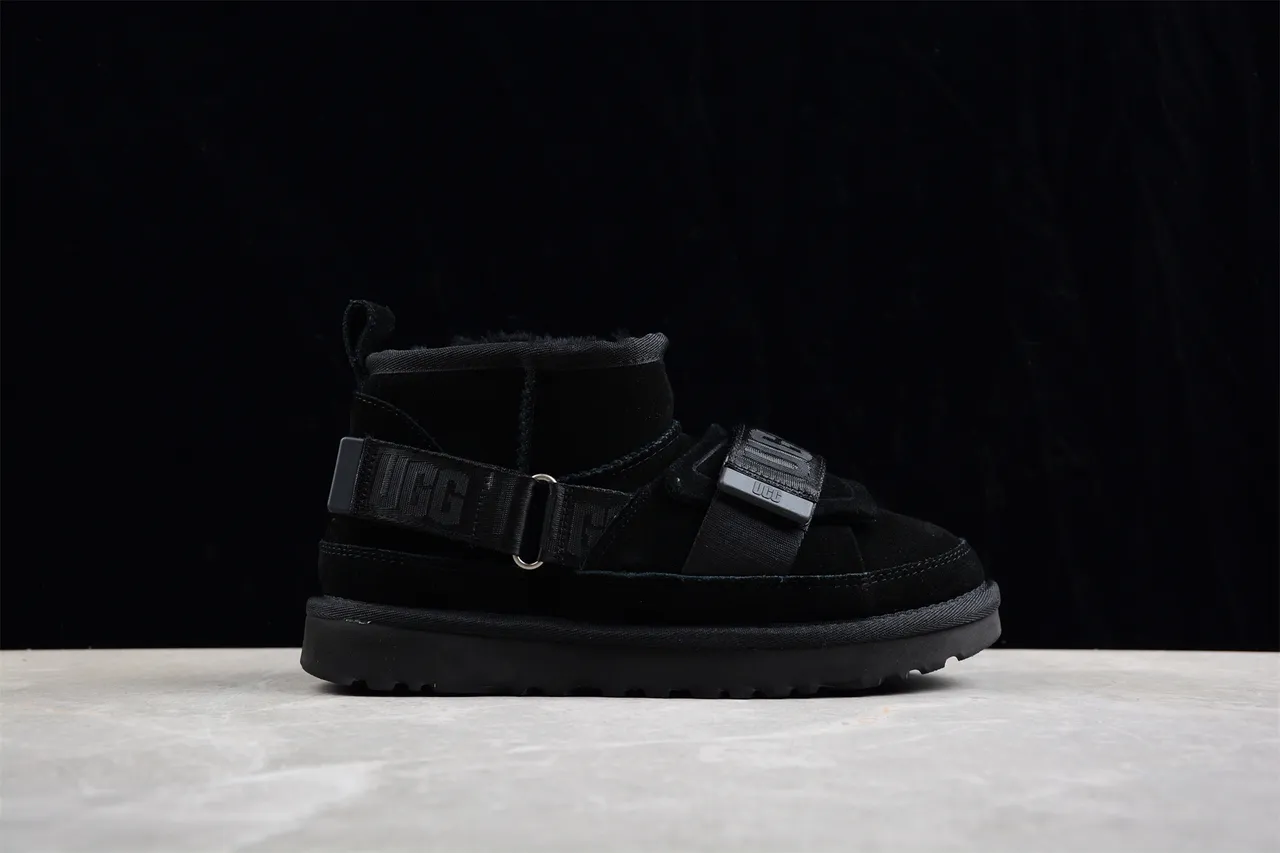 UGG Black Shearling-Lined Dual Strap Closure Snow Boots 13