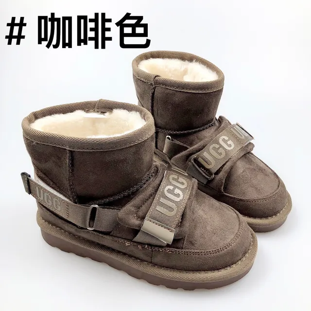 UGG Brown Beige Shearling-Lined Suede-Like Upper Snow Boots 4