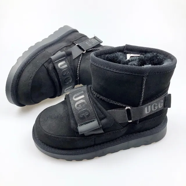 UGG Brown Beige Shearling-Lined Suede-Like Upper Snow Boots 9