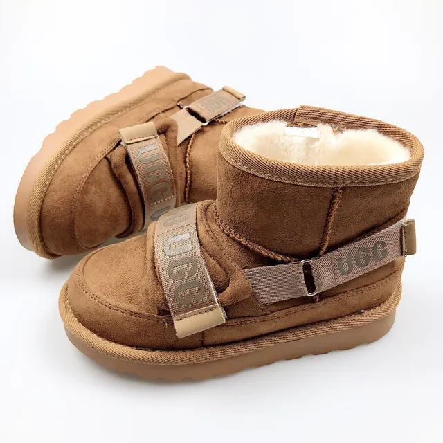 UGG Brown Beige Shearling-Lined Suede-Like Upper Snow Boots 17