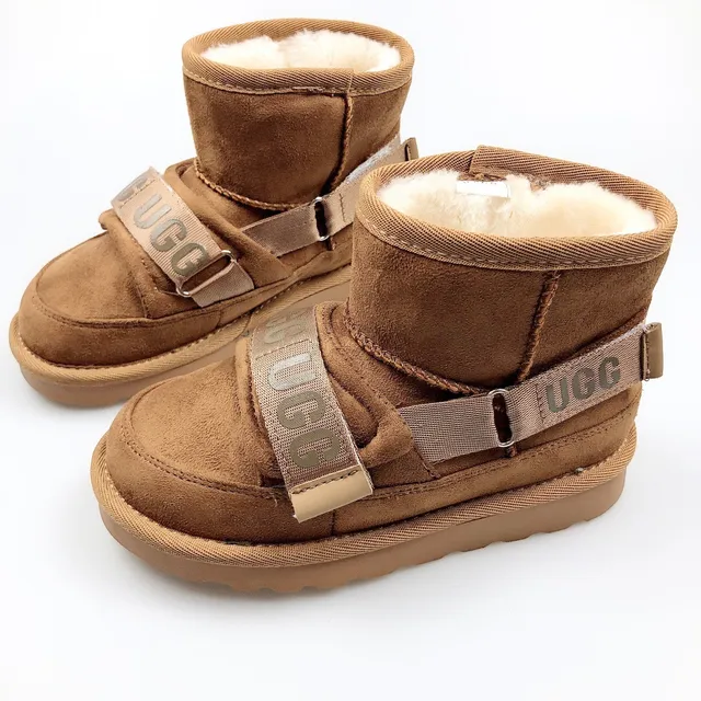 UGG Brown Beige Shearling-Lined Suede-Like Upper Snow Boots 18