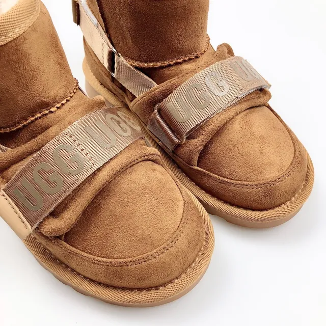 UGG Brown Beige Shearling-Lined Suede-Like Upper Snow Boots 19