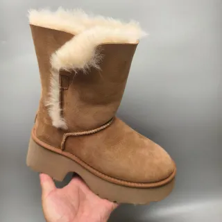 UGG Brown Beige Suede Upper Shearling-Lined Snow Boots