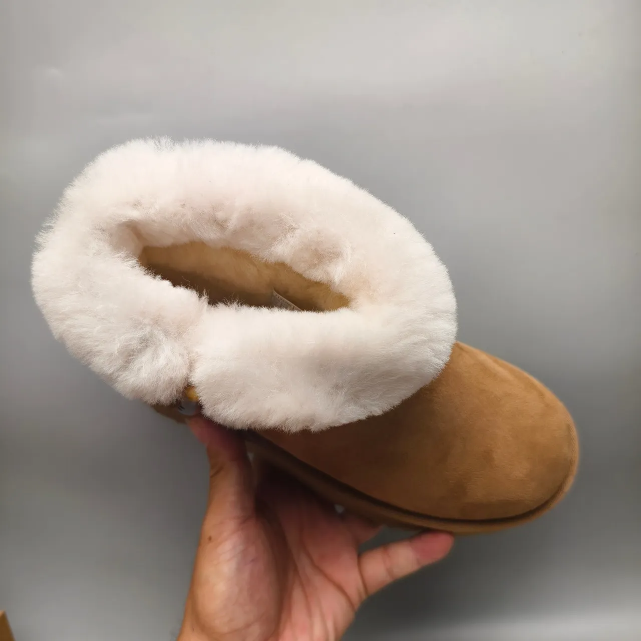 UGG Brown White Suede Upper Shearling Cuff Snow Boots 3