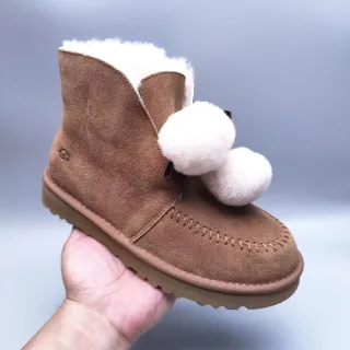 UGG Brown White Suede Upper Shearling-Lined Ankle Boots