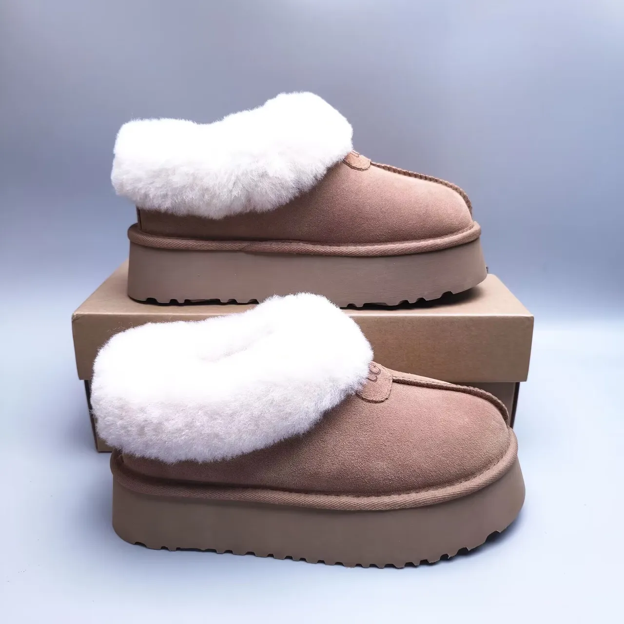 UGG Brown White Suede Upper Shearling-Lined Ankle Boots 3