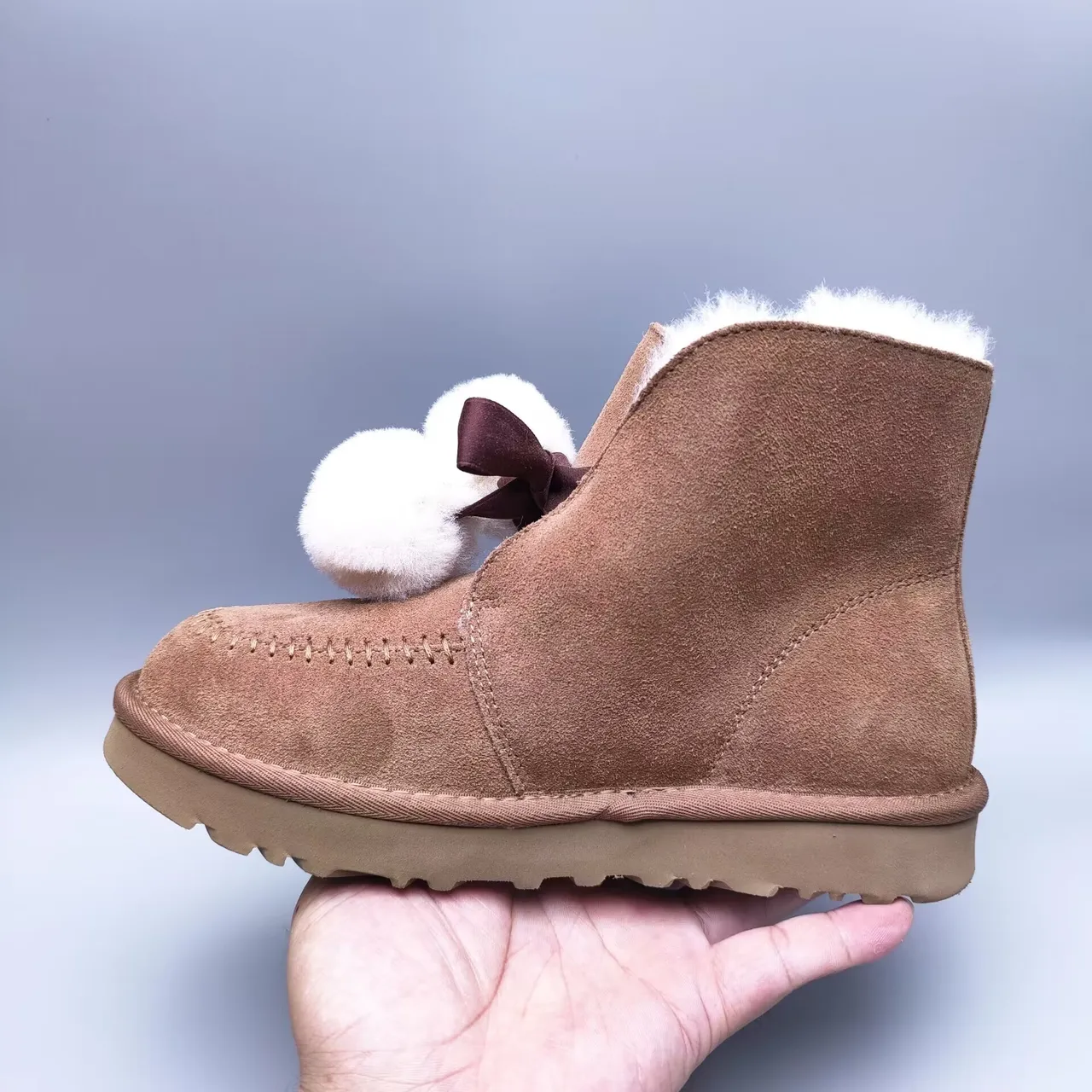 UGG Brown White Suede Upper Shearling-Lined Ankle Boots 7